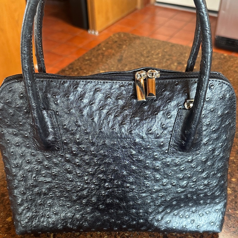 Chic Black Textured Satchel